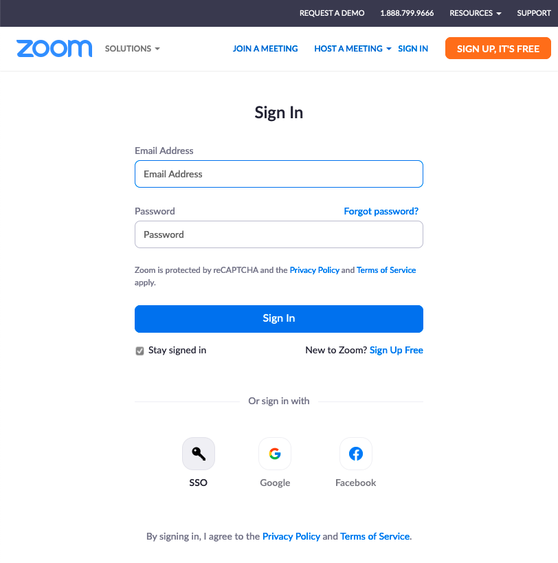 zoom login screen