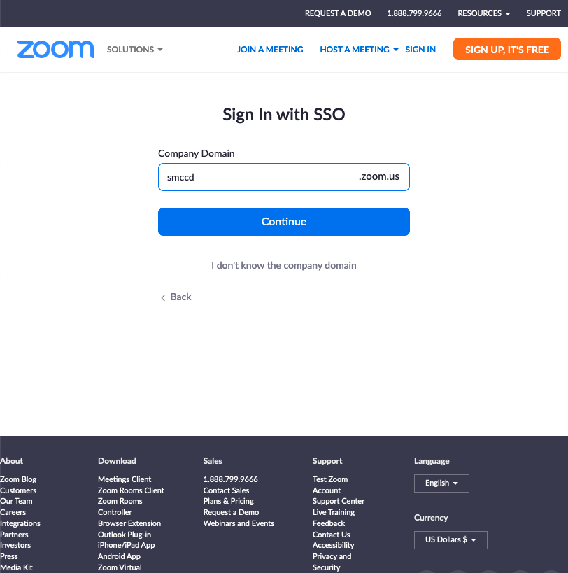 zoom login screen