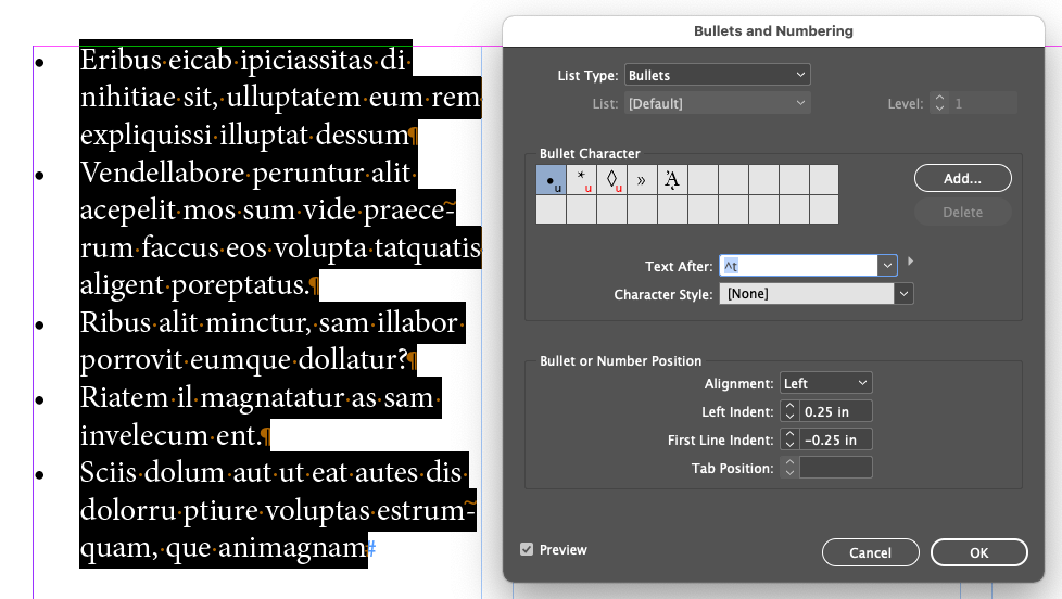 Bullet Dialog