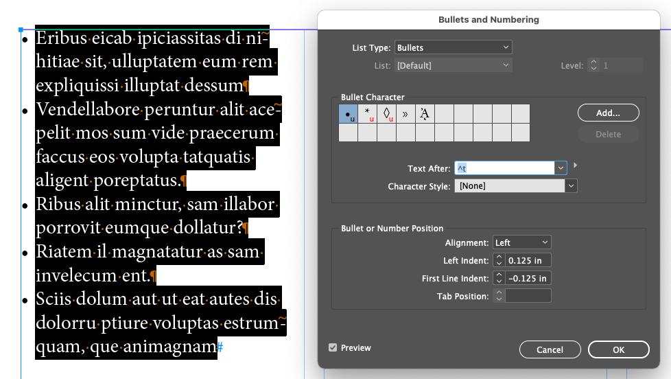Bullet Dialog