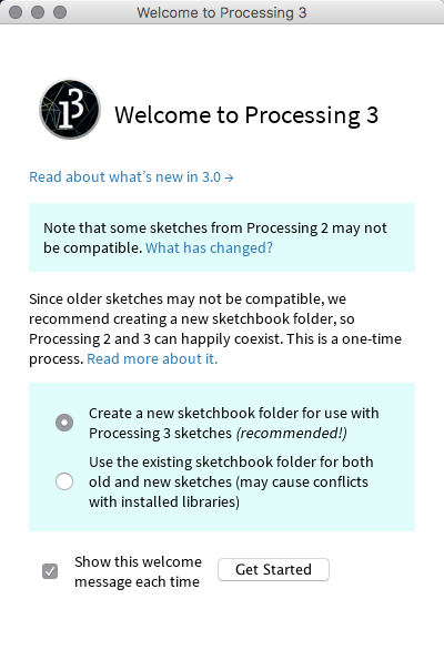 Welcome to Processing defaults dialog