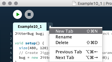 Screenshot of New Tab menu