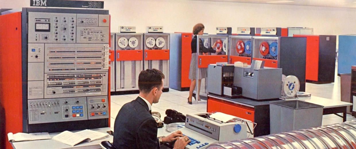 NBC Newsroom with mass of IBM 360 computers